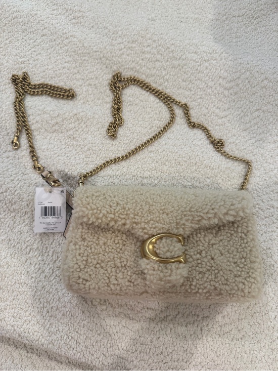 Coach Handbags - Coach Cream Shearling Crossbody with Gold Chain